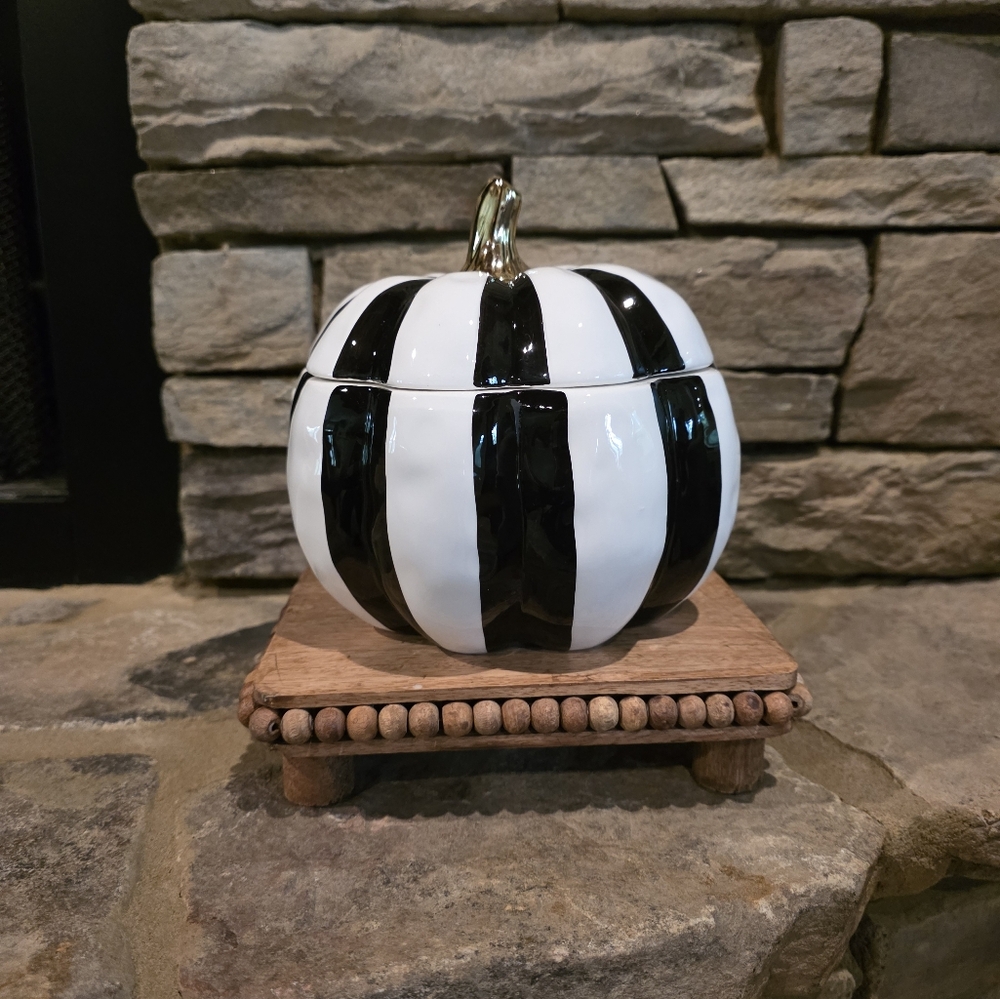 Black and White Striped Pumpkin-NWT